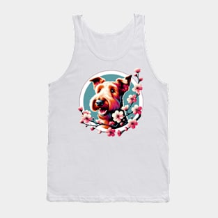 Joyful Irish Terrier Amidst Spring Cherry Blossoms Tank Top